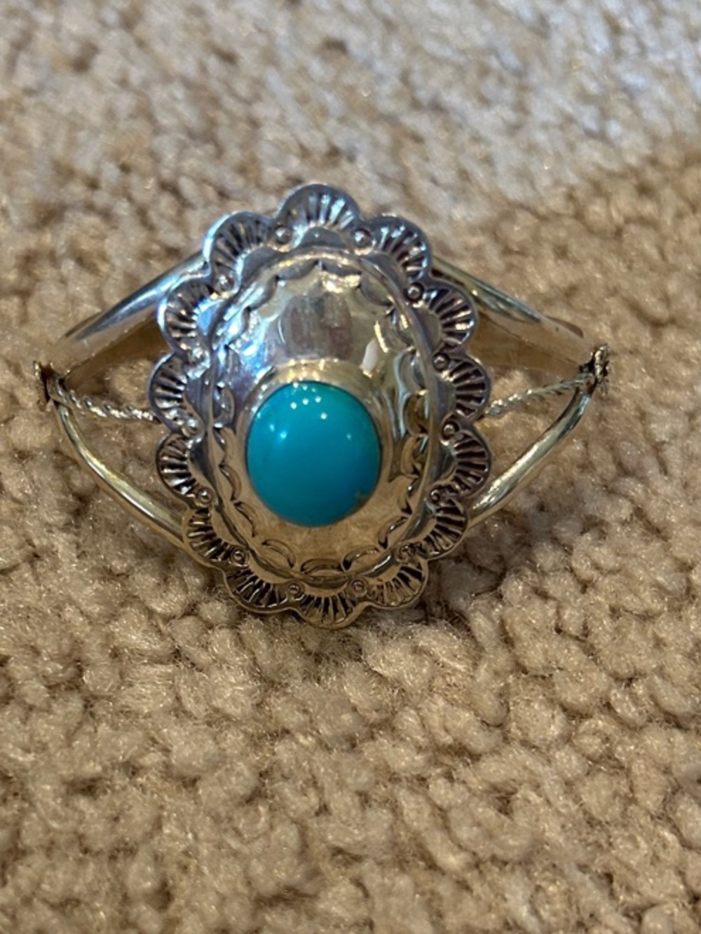 Vintage Navajo Handmade Sterling Silver and turquoise Baby bracelet